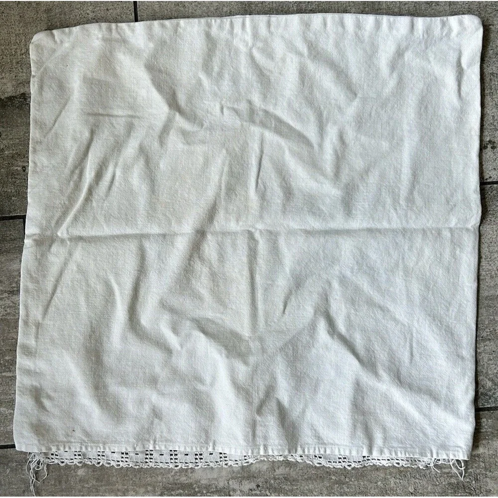 Vintage Folky Hand Stitched Embroidered Kitten Cottage core Antique Pillow Case‎